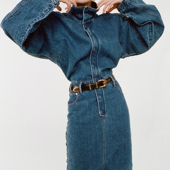 NWT Ronny Kobo Sebastian Denim Midi Dress Medium Wash Sz S - Picture 8 of 16